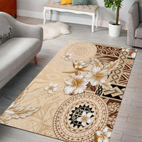 Samoa Siapo Pattern With Beige Hibiscus Area Rug