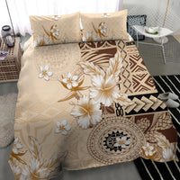 Samoa Siapo Pattern With Beige Hibiscus Bedding Set