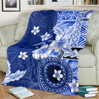 Samoa Siapo Pattern With Navy Hibiscus Blanket