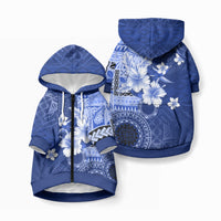 Samoa Siapo Pattern With Navy Hibiscus Pet Hoodie