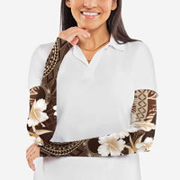 Samoa Siapo Pattern With Brown Hibiscus Arm Sleeves LT05 - Polynesian Pride