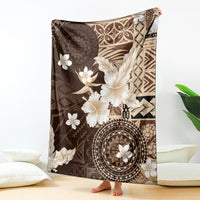 Samoa Siapo Pattern With Brown Hibiscus Blanket