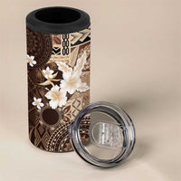 Samoa Siapo Pattern With Brown Hibiscus 4 in 1 Can Cooler Tumbler