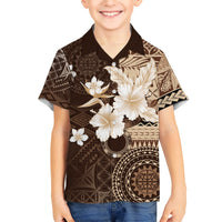 Samoa Siapo Pattern With Brown Hibiscus Hawaiian Shirt LT05 - Polynesian Pride