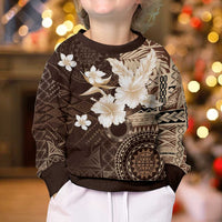 Samoa Siapo Pattern With Brown Hibiscus Kid Ugly Christmas Sweater
