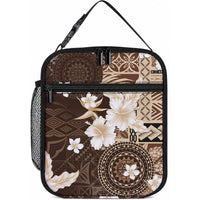 Samoa Siapo Pattern With Brown Hibiscus Lunch Bag