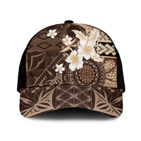 Samoa Siapo Pattern With Brown Hibiscus Mesh Trucker Cap LT05 One Size Black Brown - Polynesian Pride