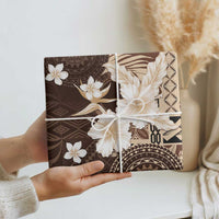Samoa Siapo Pattern With Brown Hibiscus Wrapping Paper - Polynesian Pride