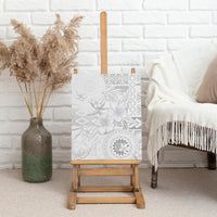 Samoa Siapo Pattern With White Hibiscus Canvas Wall Art