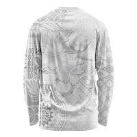 Samoa Siapo Pattern With White Hibiscus Long Sleeve Shirt LT05 - Polynesian Pride