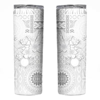 Samoa Siapo Pattern With White Hibiscus Skinny Tumbler