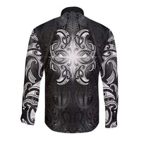 New Zealand Matariki Long Sleeve Button Shirt Maori Moko Black Galaxy