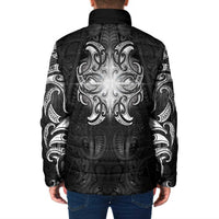 New Zealand Matariki Padded Jacket Maori Moko Black Galaxy