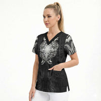 New Zealand Matariki Scrub Top Maori Moko Black Galaxy