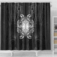 New Zealand Matariki Shower Curtain Maori Moko Black Galaxy