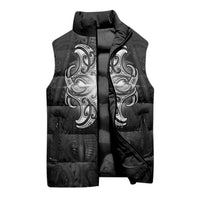 New Zealand Matariki Sleeveless Puffer Jacket Maori Moko Black Galaxy