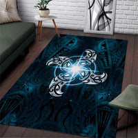 New Zealand Matariki Waita Area Rug Maori Moko Dark Blue Galaxy