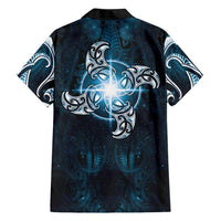 New Zealand Matariki Waita Family Matching Long Sleeve Bodycon Dress and Hawaiian Shirt Maori Moko Dark Blue Galaxy LT05 - Polynesian Pride