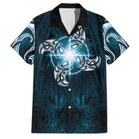 New Zealand Matariki Waita Family Matching Tank Maxi Dress and Hawaiian Shirt Maori Moko Dark Blue Galaxy LT05 Dad's Shirt - Short Sleeve Blue - Polynesian Pride