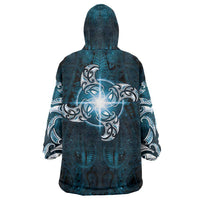 New Zealand Matariki Waita Wearable Blanket Hoodie Maori Moko Dark Blue Galaxy