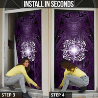 New Zealand Matariki Waipunarangi Door Cover Maori Moko Purple Galaxy LT05 - Polynesian Pride