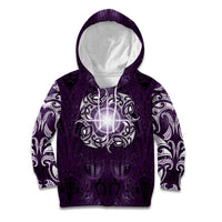 New Zealand Matariki Waipunarangi Kid Hoodie Maori Moko Purple Galaxy LT05 Hoodie Purple - Polynesian Pride