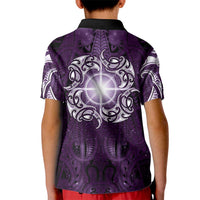 New Zealand Matariki Waipunarangi Kid Polo Shirt Maori Moko Purple Galaxy LT05 - Polynesian Pride