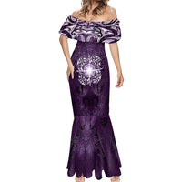 New Zealand Matariki Waipunarangi Mermaid Dress Maori Moko Purple Galaxy LT05 - Polynesian Pride