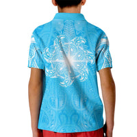 New Zealand Matariki Waiti Kid Polo Shirt Maori Moko Cyan Galaxy