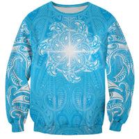 New Zealand Matariki Waiti Sweatshirt Maori Moko Cyan Galaxy