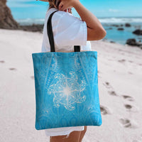 New Zealand Matariki Waiti Tote Bag Maori Moko Cyan Galaxy