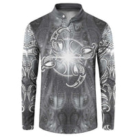 New Zealand Matariki Ururangi Button Sweatshirt Maori Moko Grey Galaxy
