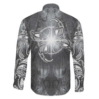 New Zealand Matariki Ururangi Family Matching Off Shoulder Short Dress and Hawaiian Shirt Maori Moko Grey Galaxy LT05 - Polynesian Pride