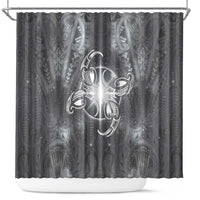 New Zealand Matariki Ururangi Shower Curtain Maori Moko Grey Galaxy