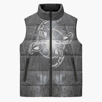 New Zealand Matariki Ururangi Sleeveless Puffer Jacket Maori Moko Grey Galaxy