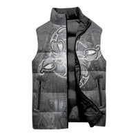 New Zealand Matariki Ururangi Sleeveless Puffer Jacket Maori Moko Grey Galaxy
