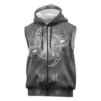 New Zealand Matariki Ururangi Sleeveless Zip Hoodie Maori Moko Grey Galaxy