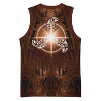 New Zealand Matariki Tupuanuku Basketball Jersey Maori Moko Brown Galaxy LT05 - Polynesian Pride