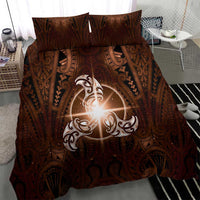 New Zealand Matariki Tupuanuku Bedding Set Maori Moko Brown Galaxy
