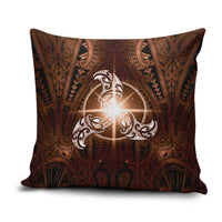 New Zealand Matariki Tupuanuku Pillow Cover Maori Moko Brown Galaxy