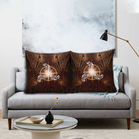 New Zealand Matariki Tupuanuku Pillow Cover Maori Moko Brown Galaxy