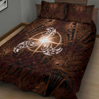 New Zealand Matariki Tupuanuku Quilt Bed Set Maori Moko Brown Galaxy