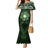 New Zealand Matariki Tupuarangi Mermaid Dress Maori Moko Green Galaxy LT05 Women Green - Polynesian Pride