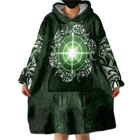 New Zealand Matariki Tupuarangi Wearable Blanket Hoodie Maori Moko Green Galaxy LT05 - Polynesian Pride