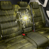 New Zealand Matariki Hiwaiterangi Back Car Seat Cover Maori Moko Yellow Galaxy LT05 - Polynesian Pride