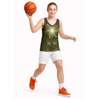 New Zealand Matariki Hiwaiterangi Basketball Jersey Maori Moko Yellow Galaxy LT05 - Polynesian Pride