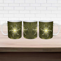 New Zealand Matariki Hiwaiterangi Ceramic Mug Maori Moko Yellow Galaxy