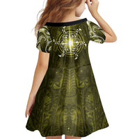 New Zealand Matariki Hiwaiterangi Family Matching Summer Maxi Dress and Hawaiian Shirt Maori Moko Yellow Galaxy LT05 - Polynesian Pride