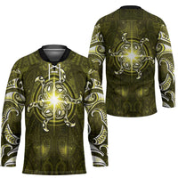 New Zealand Matariki Hiwaiterangi Hockey Jersey Maori Moko Yellow Galaxy LT05 - Polynesian Pride