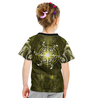New Zealand Matariki Hiwaiterangi Kid T Shirt Maori Moko Yellow Galaxy LT05 - Polynesian Pride